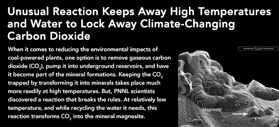 Unusual Reaction Keeps Away High Temperatures and Water to Lock Away Climate-Changing Carbon Dioxide