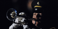U.S. Army Band member playing Trumpet