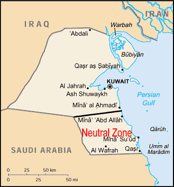 Map of the Saudi-Kuwaiti Neutral Zone