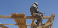 army engineers constructing a building