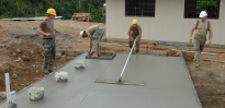 army engineers smoothing out concrete