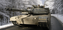 M1 Abrams Tank on road during the winter