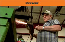 Photo of a man who's a farmer, who is welding. The headline over the photo reads 'Missouri.'