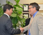 Michael Meehan, left, and Lobsang Sangay