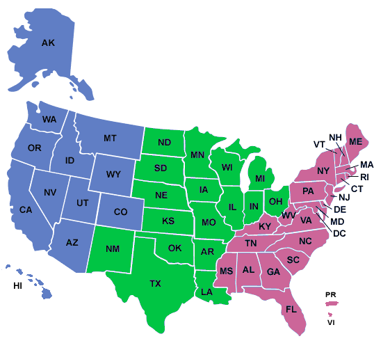 Flight Procedures Development Branches and Geographic Areas of Responsibility