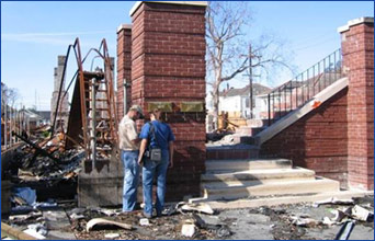 National Park Service staff assess damage in historic New Orleans for a GIS survey following Hurricane Katrina  Photo:NPS CRGIS