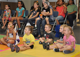 Children enjoy a Hawaiian themed puppet show to kick start MCLB Barstow’s Ohana Festival, Sept., 27. At MCLB’s tenth annual Fall Family Festival, children of all ages enjoyed inflatables, face painting and other activities after the puppet show. 