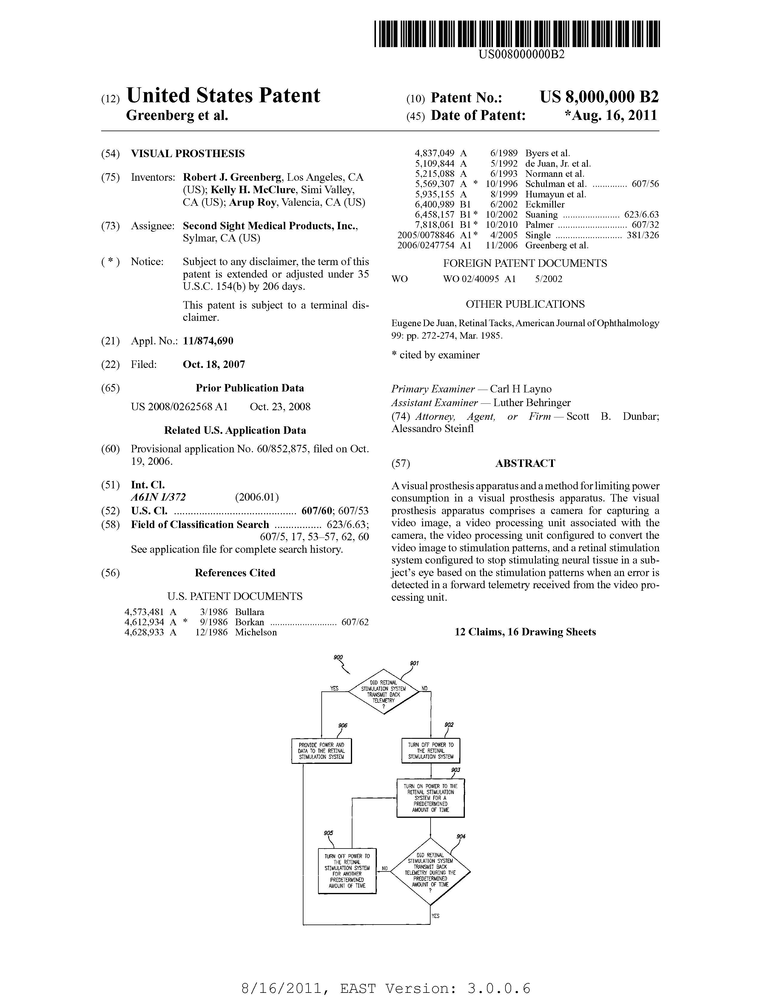 First page of patent no. 8,000,000