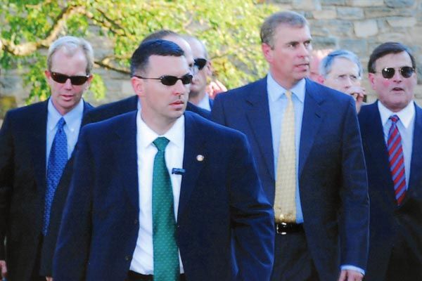 September 27, 2006:  DS special agents provide protection for Britain's Prince Andrew during a visit to Mount Vernon, homestead of President George Washington. (Source: U.S. Department of State)
