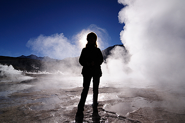 Photo of geyser silhouette at dawn