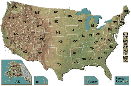 Map of the United States.