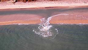 aerial view of a rip current