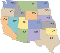Map of the western states