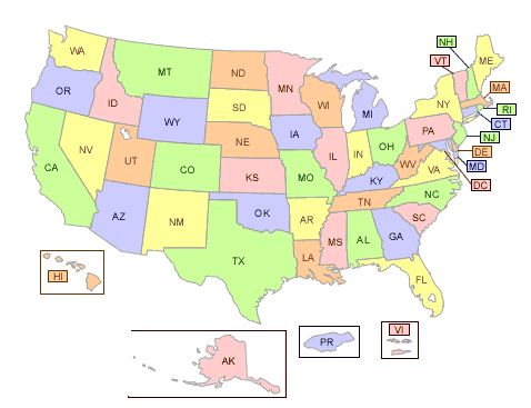 map of US states