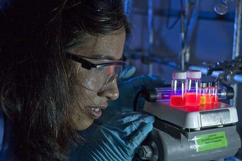 Researcher working with nanocrystals
