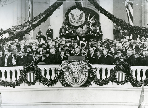 Image description: This inauguration ceremony for Franklin D. Roosevelt was held on March 4, 1933. It was the last ceremony to be held in March. All subsequent inaugurals have been held in January.
Photo from the Architect of the Capitol