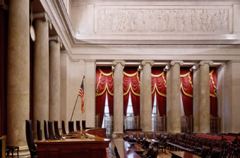 Side view of the Courtroom as seen from the Clerk's desk