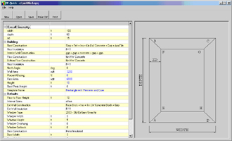 Screen shot of EP-Quick software for creating EnergyPlus input files.