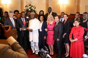 Group Picture of OPIC Executive Vice President Mimi Alemayehou with the Africa Society’s 2012 African Business Titans