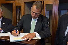 Speaker John Boehner signs a condolence book for the family of U.S. Ambassador Chris Stevens at the U.S. Capitol. September 13, 2012. (Official Photo by Bryant Avondoglio)

--
This official Speaker of the House photograph is being made available only for publication by news organizations and/or for personal use printing by the subject(s) of the photograph. The photograph may not be manipulated in any way and may not be used in commercial or political materials, advertisements, emails, products, promotions that in any way suggests approval or endorsement of the Speaker of the House or any Member of Congress.