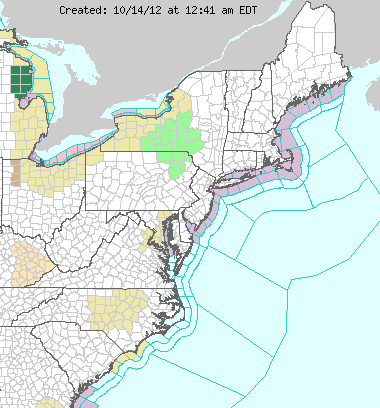 This image displays watches, warnings, statements and advisories issued by the National Weather Service