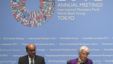 IMF Managing Director Christine Lagarde (R) and IMFC Chairman Tharman Shanmugaratnam hold a joint news conference at the annual meetings of the IMF and the World Bank Group in Tokyo, October 13, 2012. 
