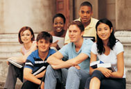 Group of friends sitting on steps