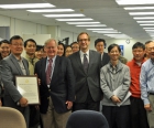 Governor Victor Ashe and VOA Director David Ensor with Voice of America\'s Korean Service