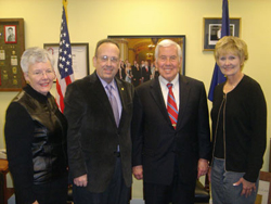 Senator Lugar with Callie Marksbary, Rick Wright, and Sarah Borgman of the Indiana State Teachers Association.