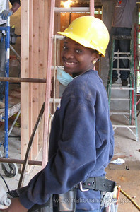 Ciera Russum, a member of the Advanced Construction team at YouthBuild Philadelphia Charter School.