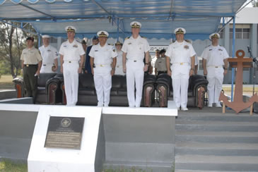 CAPT Dean Coppola representing the Corps during the opening ceremony of Operation Continuing Promise while in the Republic of Guatemala.