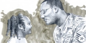 Drawing of Staff Sgt. Eric Henson with his daughter