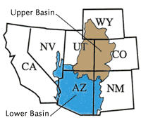 graphic image showing Upper and Lower Colorado River Basin