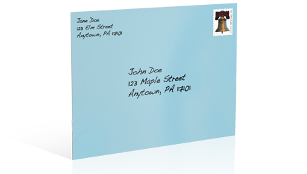  Image of addressed First-Class letter.