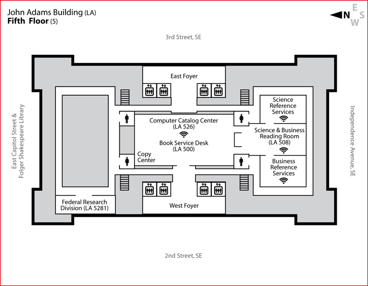 Map of Fifth Floor, John Adams Building