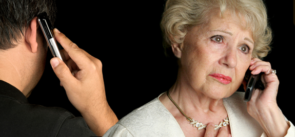 Woman and man talking on phone