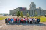 The Savannah River Site Recovery Act Program workforce stands in front of the P Reactor, which was deactivated and decommissioned as one of the American Recovery and Reinvestment Act-funded projects across America. |  Photo courtesy of the Office of Environmental Management.
 