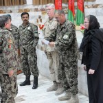 Graduating students accept certificates during the graduation ceremony of the 17th class to graduate from Kabul Military Training Center English Language Training Center. Soldiers come from all over Afghanistan for a chance to learn English at the eight-month course.