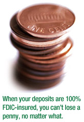 When your deposits are 100% FDIC-insured, you can't lose a penny, no matter what.