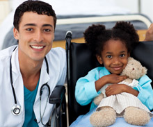 Photo of a doctor and a young patient.