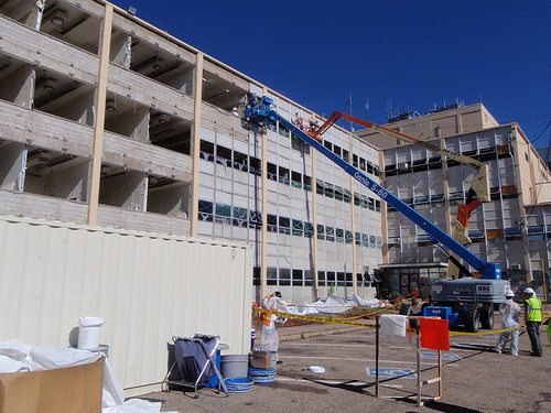 Administration Building exterior demolition