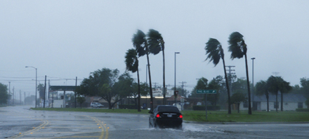 Stormy weather on a road