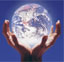 Hands holding a globe