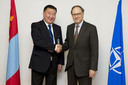 Left to right:  Dashdemberel Bat-Erdene (Minister of Defence, Mongolia) shaking hands with NATO Deputy Secretary General Ambassador Alexander Vershbow