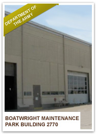 Graphic of a baseball card showing a photo of the Boatwright Maintenance Park Building 2770.