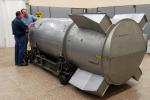 Two Pantex Plant employees examine the final B53 bomb prior to its dismantling. | Photo Courtesy of <a href="http://www.flickr.com/photos/nnsanews/sets/72157627937731182/">NNSA</a>.