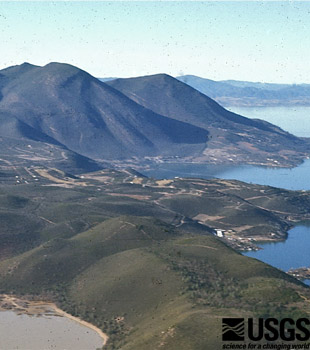 Mount Konocti and Clear Lake at Clear Lake volcanic field.