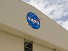 NASAs familiar blue-and-white logo graces Hangar 703 at the Dryden Aircraft Operations Facility in Palmdale, Calif.