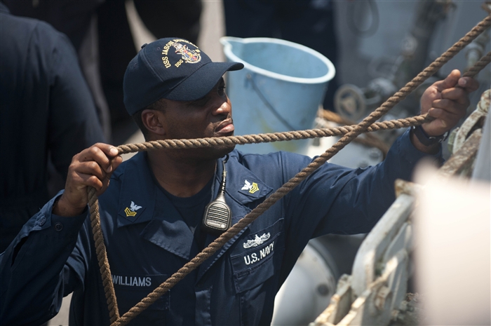 BLACK SEA - Gas Turbine System Technician (Mechanical) 1st Class Dwayne Williams prepares a station for refueling aboard the guided-missile destroyer USS Jason Dunham (DDG 109) during Sea Breeze 2012 (SB12). SB12, co-hosted by the Ukrainian and U.S. navies, aims to improve maritime safety, security and stability engagements in the Black Sea by enhancing the capabilities of Partnership for Peace and Black Sea regional maritime security forces. 