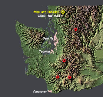 map of Washington volcanoes